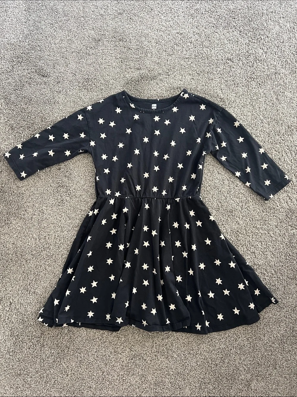 Tea Collection Black Star Print 3/4 Sleeve Dress